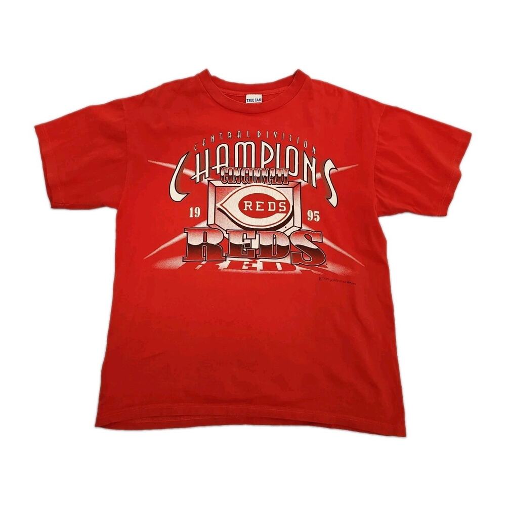 VINTAGE Cincinnati Reds 1995 Western Division Champions Shirt Large Baseball MLB
